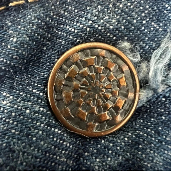 vintage ROEBUCK & CO Jeans Talon 42 Zipper Rainbow Embroidery on Pocket Size XS - Picture 7 of 14